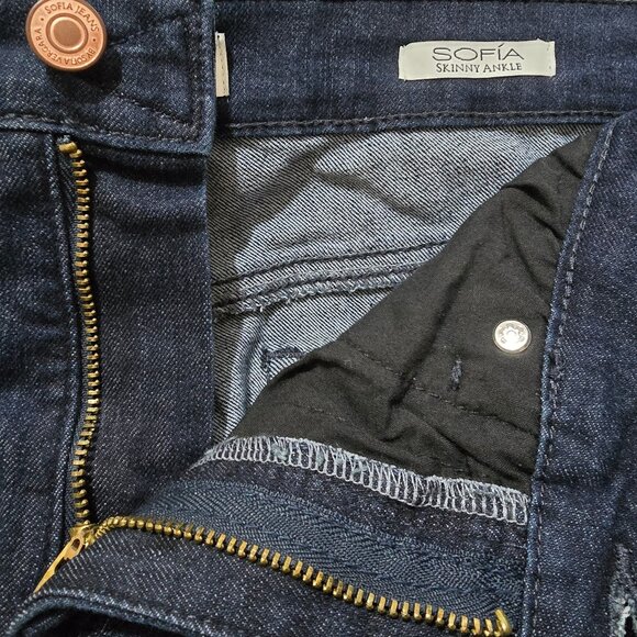 Women's Skinny Jeans Sofia Vergara Blue Mid Rise Stretch Denim Ankle Dark Wash - Picture 3 of 8